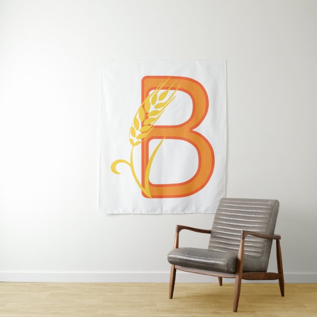 Capital letter B floral monogram Tapestry (In Situ)
