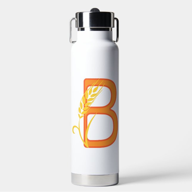 Capital letter B floral monogram Water Bottle (Front)