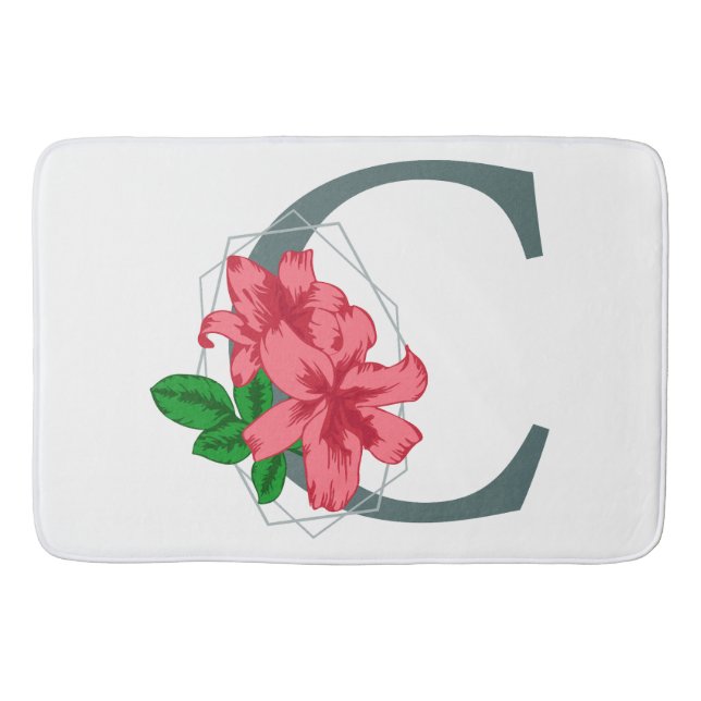 Capital letter C floral monogram Bath Mat (Front)