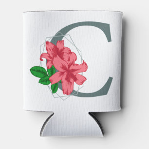 Capital letter C floral monogram Can Cooler