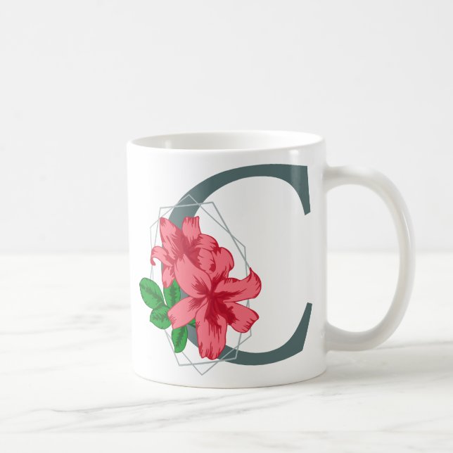 Capital letter C floral monogram Coffee Mug (Right)