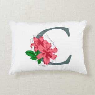 Capital letter C floral monogram Decorative Cushion