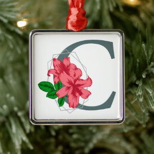 Capital letter C floral monogram Metal Ornament