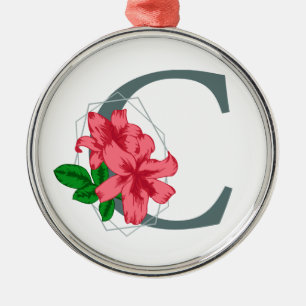 Capital letter C floral monogram Metal Ornament