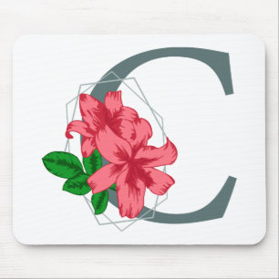 Capital letter C floral monogram Mouse Pad