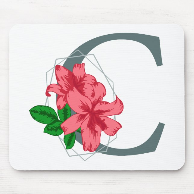 Capital letter C floral monogram Mouse Pad (Front)