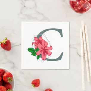 Capital letter C floral monogram Napkin
