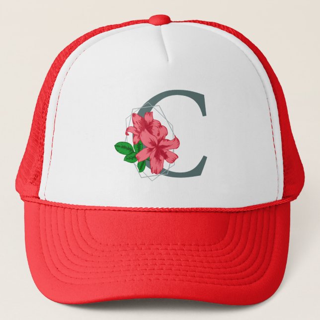 Capital letter C floral monogram Trucker Hat (Front)
