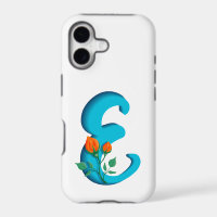 Capital letter E floral monogram