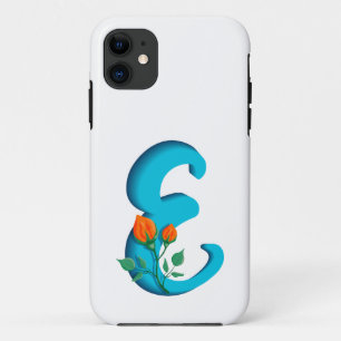 Capital letter E floral monogram iPhone 11 Case