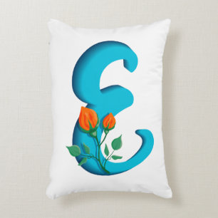 Capital letter E floral monogram Decorative Cushion