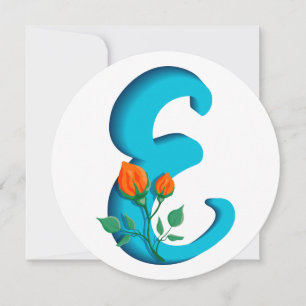 Capital letter E floral monogram Holiday Card