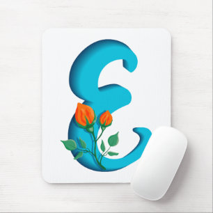 Capital letter E floral monogram Mouse Pad