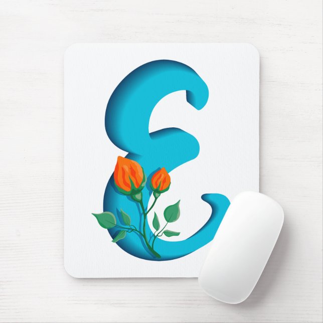 Capital letter E floral monogram Mouse Pad (With Mouse)