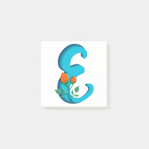 Capital letter E floral monogram Post-it Notes