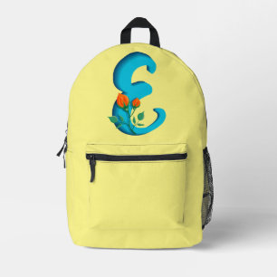 Capital letter E floral monogram Printed Backpack