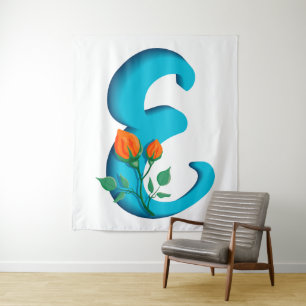 Capital letter E floral monogram Tapestry