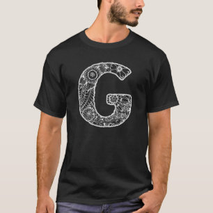 Capital Letter G  Floral Chic Boho Abstract Doodle T-Shirt