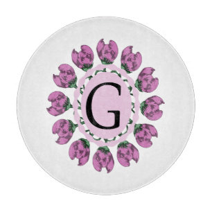 Capital letter G floral monogram Cutting Board