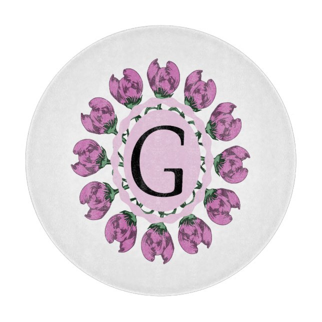 Capital letter G floral monogram Cutting Board (Front)