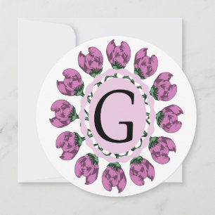 Capital letter G floral monogram Holiday Card