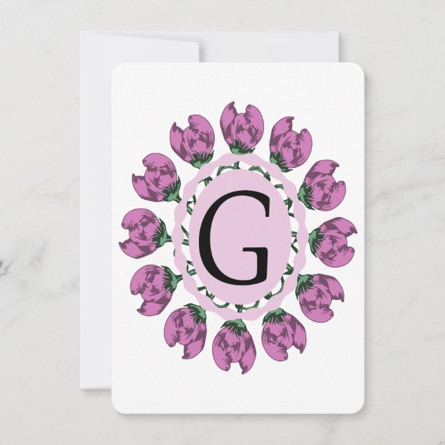 Capital letter G floral monogram Invitation (Front)