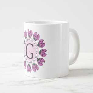 Capital letter G floral monogram Large Coffee Mug