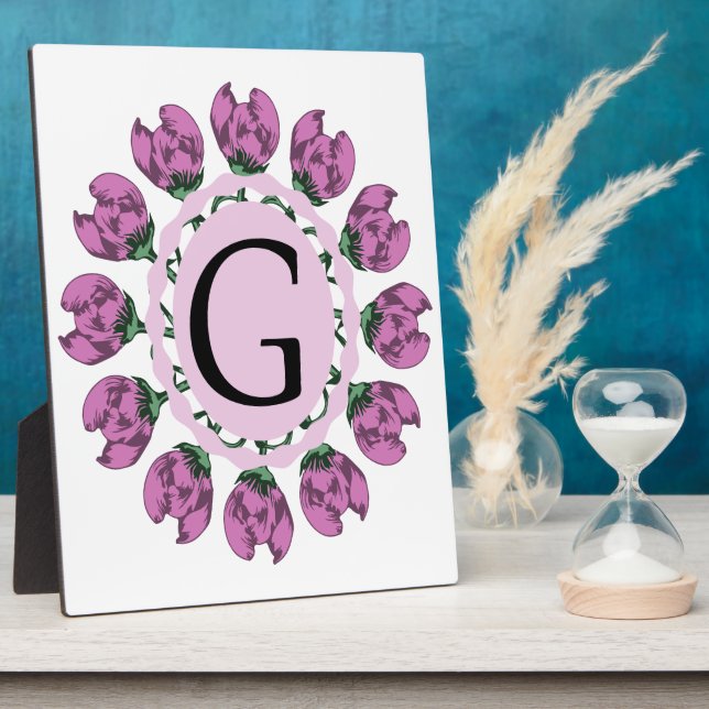 Capital letter G floral monogram Plaque (Side)