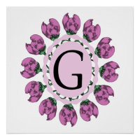 Capital letter G floral monogram
