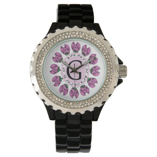 Capital letter G floral monogram Watch (Front)