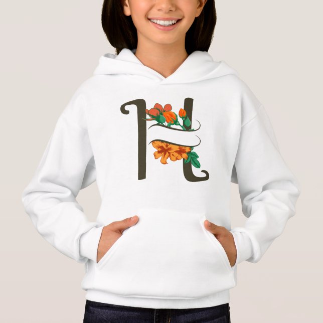 Capital letter H floral monogram (Front)