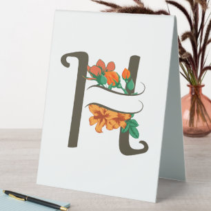 Capital letter H floral monogram