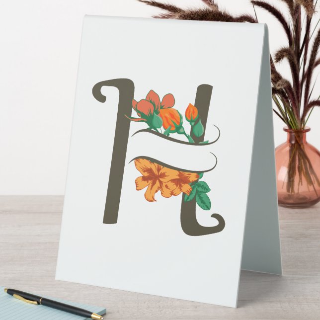 Capital letter H floral monogram (In SItu (Table))