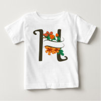 Capital letter H floral monogram