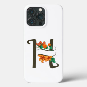 Capital letter H floral monogram iPhone 13 Pro Case