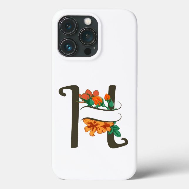 Capital letter H floral monogram Case-Mate iPhone Case (Back)