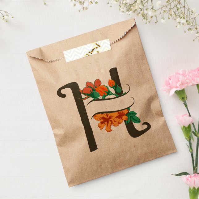 Capital letter H floral monogram Favour Bag (Sealed)