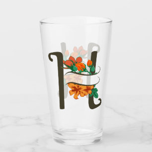 Capital letter H floral monogram Glass