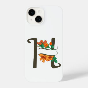 Capital letter H floral monogram iPhone 14 Case