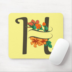 Capital letter H floral monogram Mouse Pad