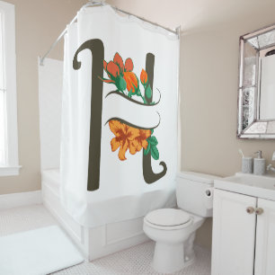 Capital letter H floral monogram Shower Curtain