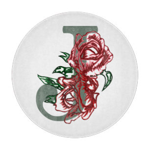 Capital letter J floral monogram Cutting Board