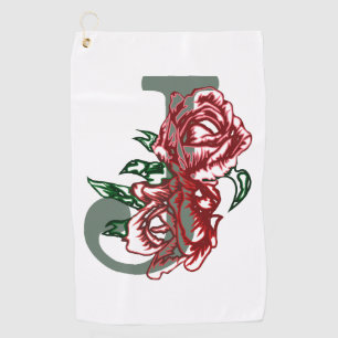 Capital letter J floral monogram Golf Towel