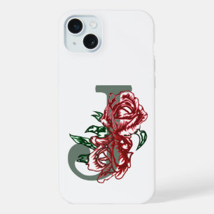 Capital letter J floral monogram iPhone 15 Plus Case