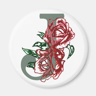 Capital letter J floral monogram Magnet
