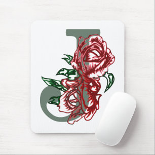 Capital letter J floral monogram Mouse Pad