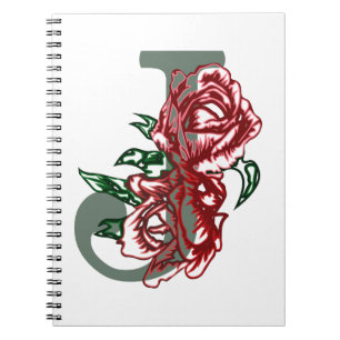Capital letter J floral monogram Notebook