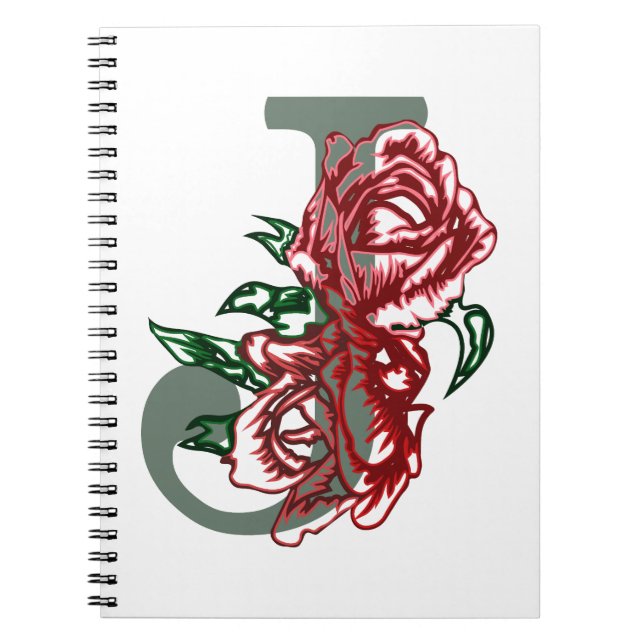 Capital letter J floral monogram Notebook (Front)