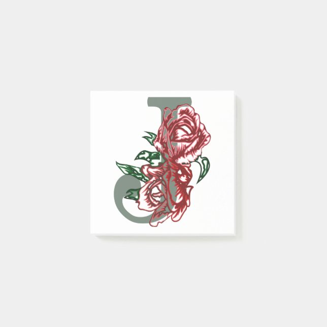 Capital letter J floral monogram Post-it Notes (Front)
