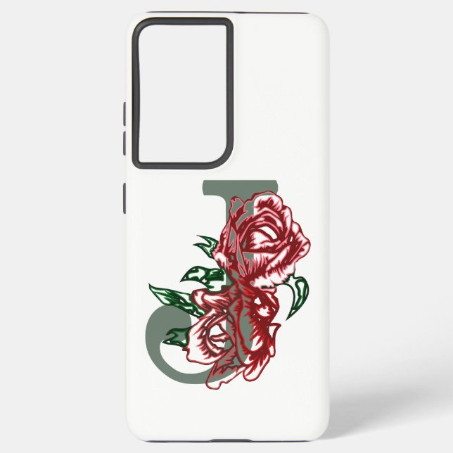 Capital letter J floral monogram Samsung Galaxy S21 Ultra Case (Back)